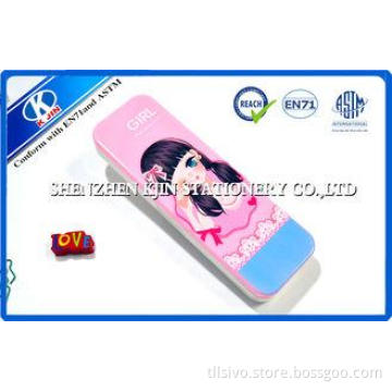 21.5*7*2.8cm Pink Double Layer Plastic Plain Pencil Cases F